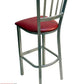 AAA Furniture Vertical Back 43" Silver Metal Bar Stool with Claret Grade 4 Vinyl Seat