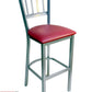 AAA Furniture Vertical Back 43" Silver Metal Bar Stool with Claret Grade 4 Vinyl Seat