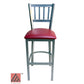 AAA Furniture Vertical Back 43" Silver Metal Bar Stool with Claret Vinyl Seat
