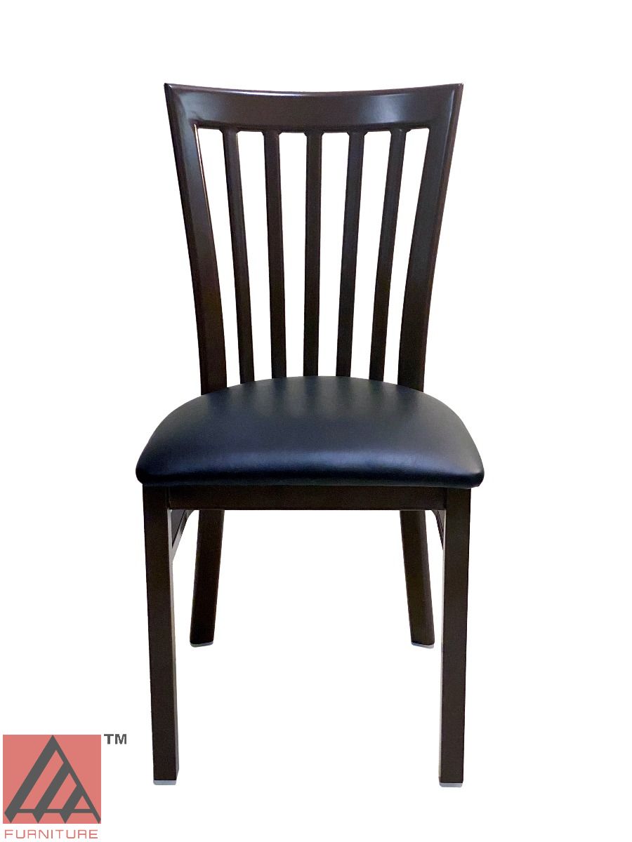 AAA Furniture Vertical Slats 35" Black Metal Chair with Black Customer Owned Material Seat