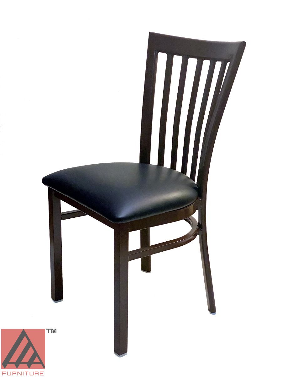 AAA Furniture Vertical Slats 35" Black Metal Chair with Black Customer Owned Material Seat