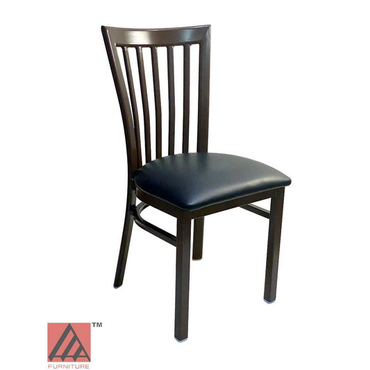 AAA Furniture Vertical Slats 35" Black Metal Chair with Black Grade 4 Vinyl Seat
