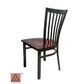 AAA Furniture Vertical Slats 35" Black Metal Chair with Brown Wood Seat