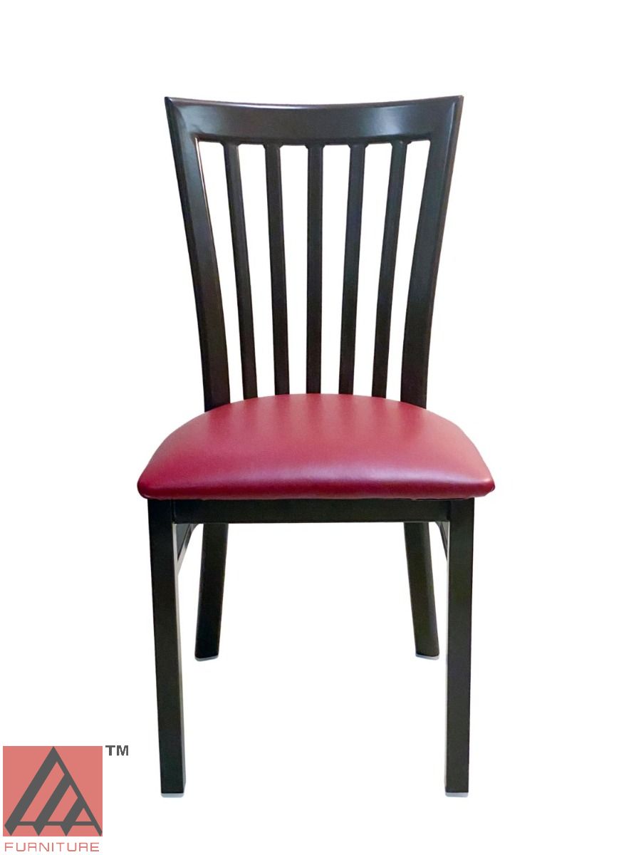 AAA Furniture Vertical Slats 35" Black Metal Chair with Claret Customer Owned Material Seat