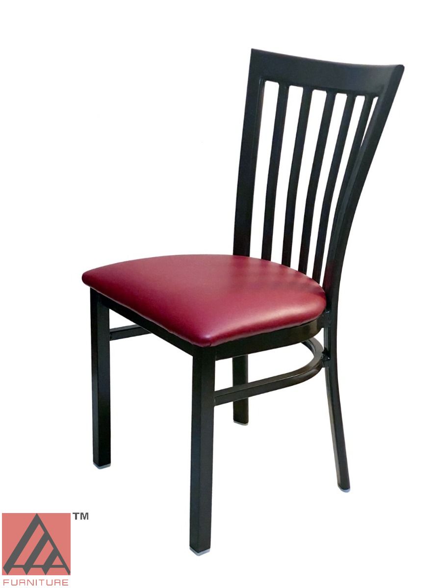 AAA Furniture Vertical Slats 35" Black Metal Chair with Claret Customer Owned Material Seat