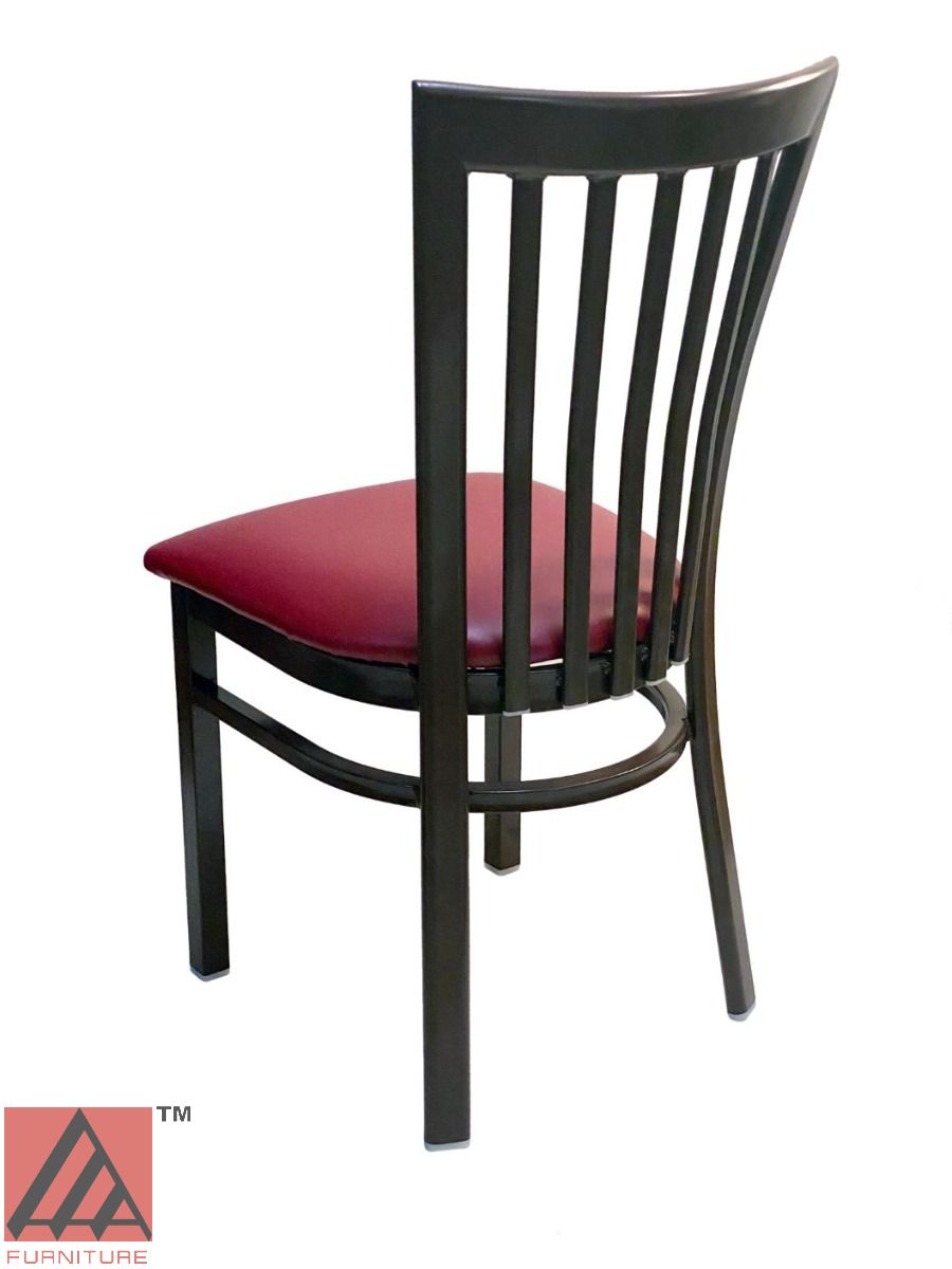 AAA Furniture Vertical Slats 35" Black Metal Chair with Claret Customer Owned Material Seat