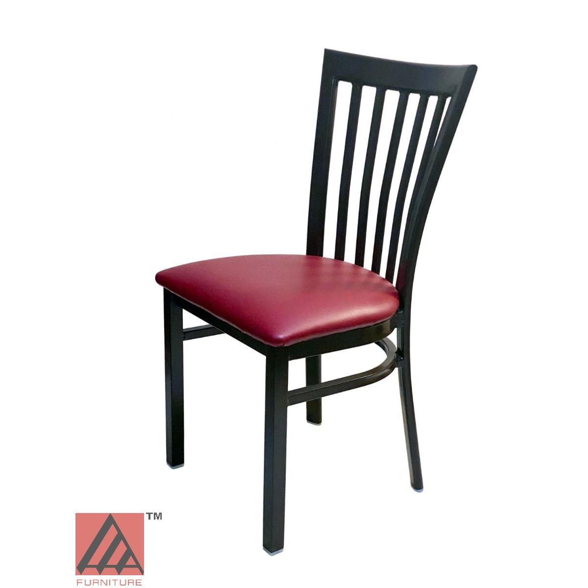 AAA Furniture Vertical Slats 35" Black Metal Chair with Claret Grade 5 Vinyl Seat