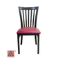 AAA Furniture Vertical Slats 35" Black Metal Chair with Claret Vinyl Seat