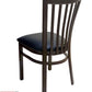 AAA Furniture Vertical Slats 35" Dark Brown Metal Chair with Black Customer Owned Material Seat