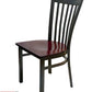 AAA Furniture Vertical Slats 35" Dark Brown Metal Chair with Brown Wood Seat