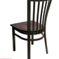 AAA Furniture Vertical Slats 35" Dark Brown Metal Chair with Brown Wood Seat