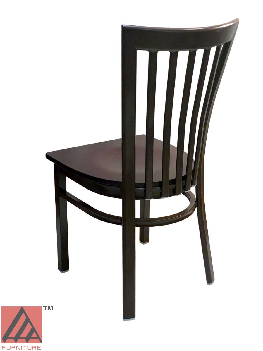 AAA Furniture Vertical Slats 35" Dark Brown Metal Chair with Brown Wood Seat