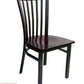 AAA Furniture Vertical Slats 35" Dark Brown Metal Chair with Brown Wood Seat