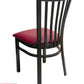 AAA Furniture Vertical Slats 35" Dark Brown Metal Chair with Claret Customer Owned Material Seat