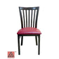 AAA Furniture Vertical Slats 35" Dark Brown Metal Chair with Claret Grade 4 Vinyl Seat