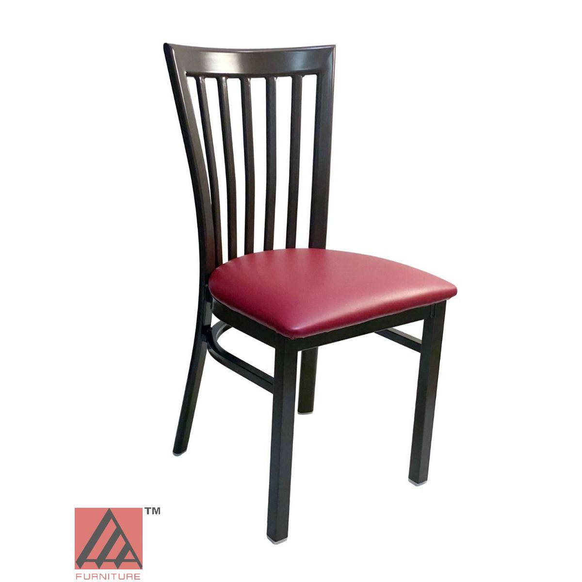 AAA Furniture Vertical Slats 35" Dark Brown Metal Chair with Claret Grade 4 Vinyl Seat