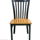 AAA Furniture Vertical Slats 35" Dark Brown Metal Chair with Natural Wood Seat