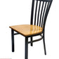 AAA Furniture Vertical Slats 35" Dark Brown Metal Chair with Natural Wood Seat