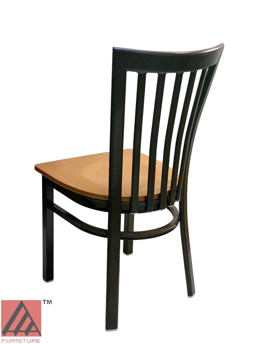 AAA Furniture Vertical Slats 35" Dark Brown Metal Chair with Natural Wood Seat