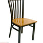 AAA Furniture Vertical Slats 35" Dark Brown Metal Chair with Natural Wood Seat