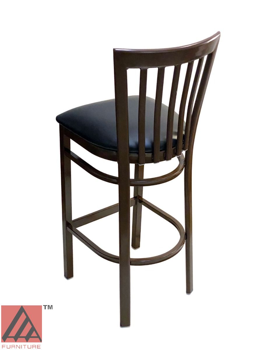 AAA Furniture Vertical Slats 42" Black Metal Bar Stool with Black Grade 5 Vinyl Seat