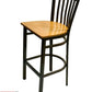 AAA Furniture Vertical Slats 42" Black Metal Bar Stool with Natural Wood Seat