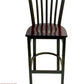 AAA Furniture Vertical Slats 42" Dark Brown Metal Bar Stool with Brown Wood Seat