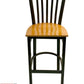 AAA Furniture Vertical Slats 42" Dark Brown Metal Bar Stool with Natural Wood Seat