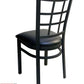 AAA Furniture Window Back 36" Black Metal Chair with Black Customer Owned Material Seat