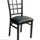 AAA Furniture Window Back 36" Black Metal Chair with Black Customer Owned Material Seat