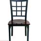 AAA Furniture Window Back 36" Black Metal Chair with Brown Wood Seat