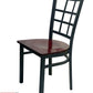 AAA Furniture Window Back 36" Black Metal Chair with Brown Wood Seat