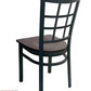 AAA Furniture Window Back 36" Black Metal Chair with Brown Wood Seat