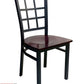 AAA Furniture Window Back 36" Black Metal Chair with Brown Wood Seat