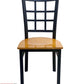 AAA Furniture Window Back 36" Black Metal Chair with Natural Wood Seat