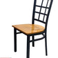 AAA Furniture Window Back 36" Black Metal Chair with Natural Wood Seat