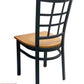 AAA Furniture Window Back 36" Black Metal Chair with Natural Wood Seat