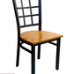 AAA Furniture Window Back 36" Black Metal Chair with Natural Wood Seat