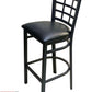 AAA Furniture Window Back 41" Black Metal Bar Stool with Black Customer Owned Material Seat