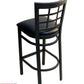 AAA Furniture Window Back 41" Black Metal Bar Stool with Black Customer Owned Material Seat