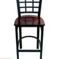 AAA Furniture Window Back 41" Black Metal Bar Stool with Brown Wood Seat