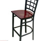 AAA Furniture Window Back 41" Black Metal Bar Stool with Brown Wood Seat