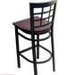 AAA Furniture Window Back 41" Black Metal Bar Stool with Brown Wood Seat