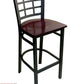 AAA Furniture Window Back 41" Black Metal Bar Stool with Brown Wood Seat