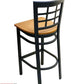 AAA Furniture Window Back 41" Black Metal Bar Stool with Natural Wood Seat