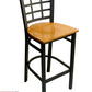 AAA Furniture Window Back 41" Black Metal Bar Stool with Natural Wood Seat