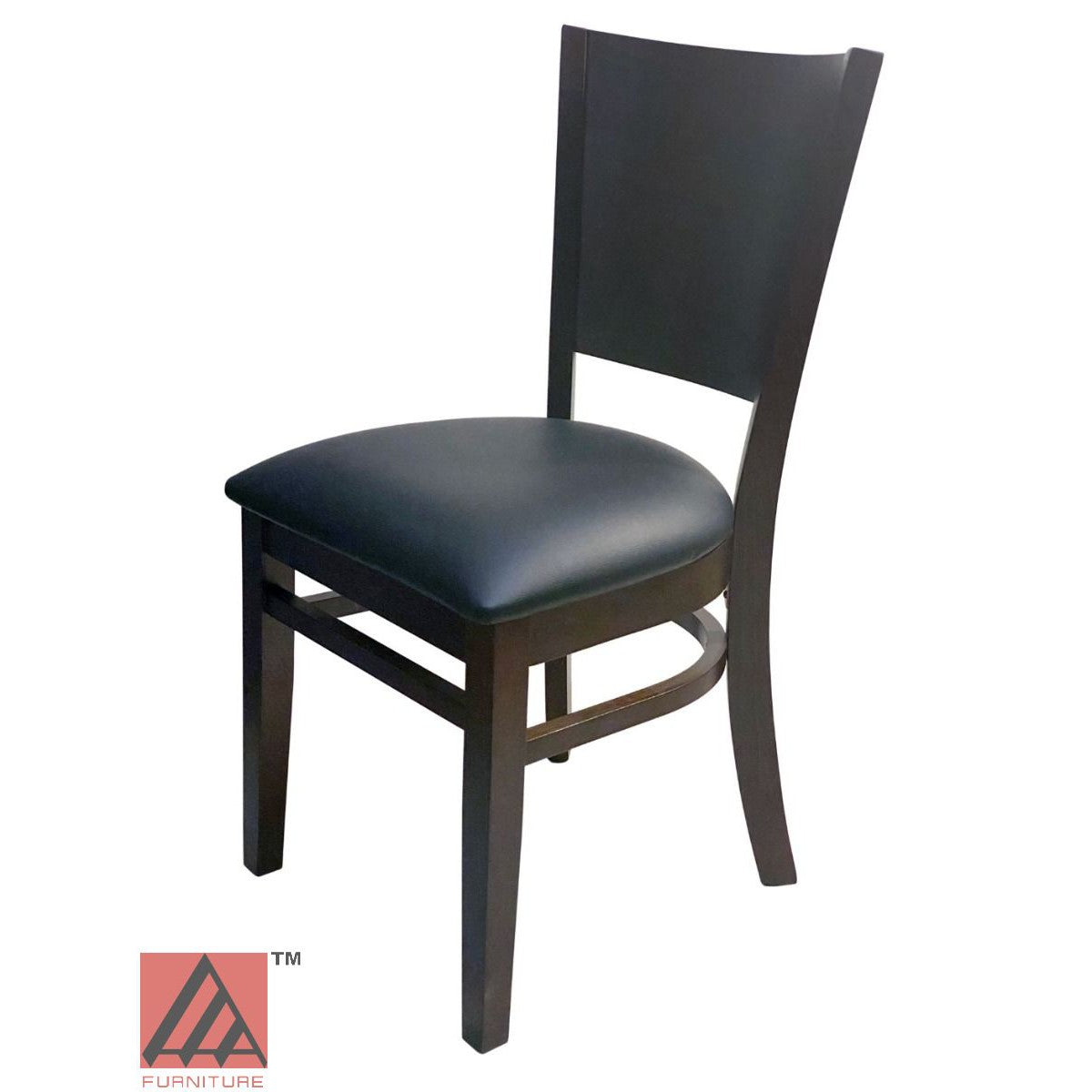 AAA Furniture Wood Back 35" Walnut Wood Chair with Grade 4 Vinyl Seat