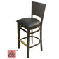 AAA Furniture Wood Back 45" Walnut Bar Stool with Black Vinyl Seat