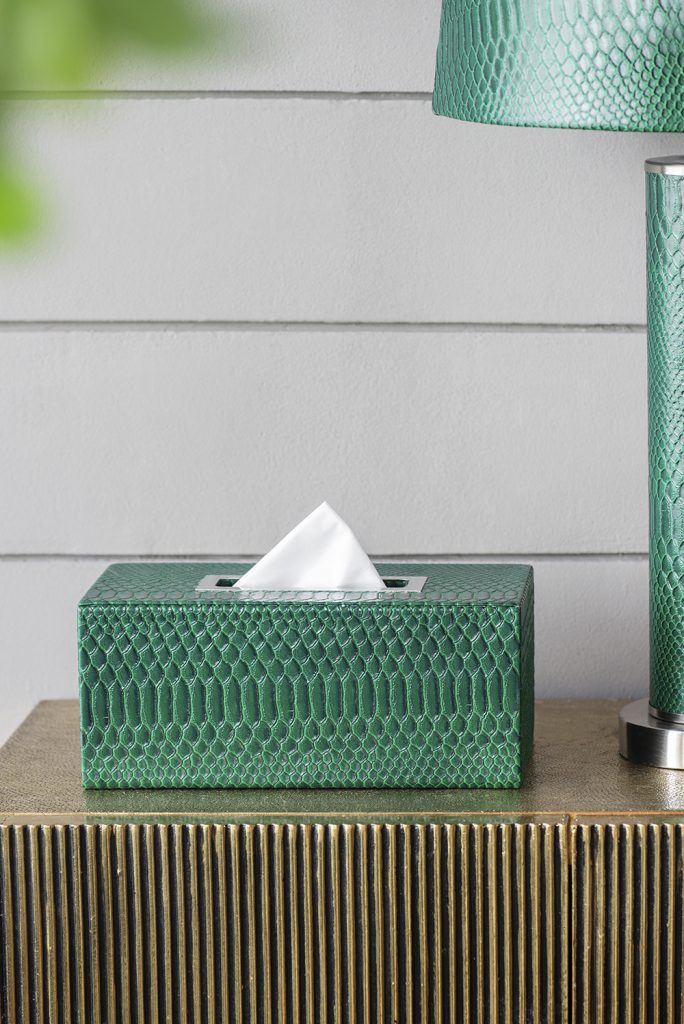 A&B Home 11" Bundle of 19 Rectangular Green Leather Tissue Box