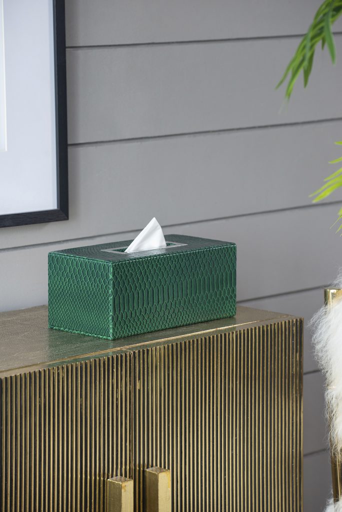 A&B Home 11" Bundle of 19 Rectangular Green Leather Tissue Box